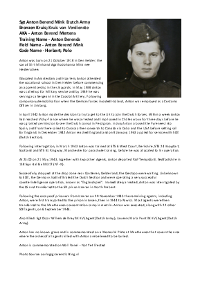 A preview of a PDF biography for Mink, Anton Berend